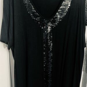 Macy's Black Sequin Blouse
